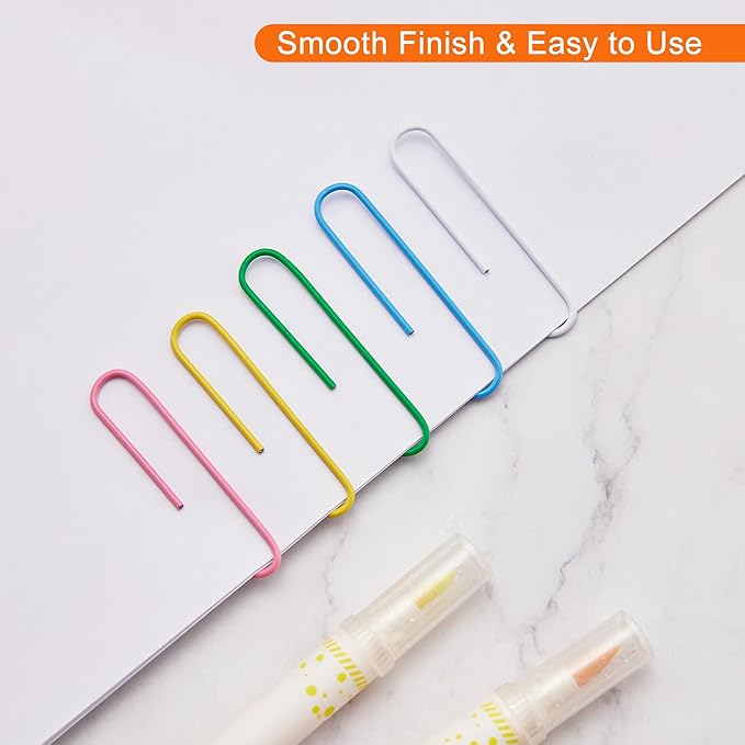 NEEWAY 200pcs Colored Paper Clips, 2 Inch Large Paper Clip, Jumbo Paperclips, Paper Clips Assorted Colors