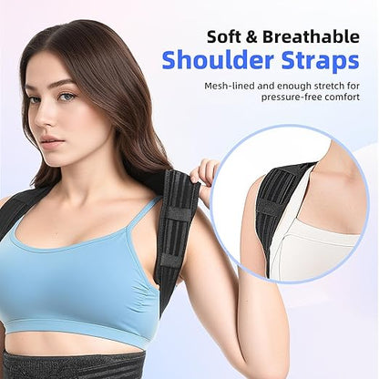 babaka Posture Corrector for Women and Men, Adjustable Full Back Support, Upper and Lower Back Pain Relief, Back Brace, Shoulder Straightener, Scoliosis, Hunchback, Thoracic, Spine Corrector (Small, Waist: 25''-31'')