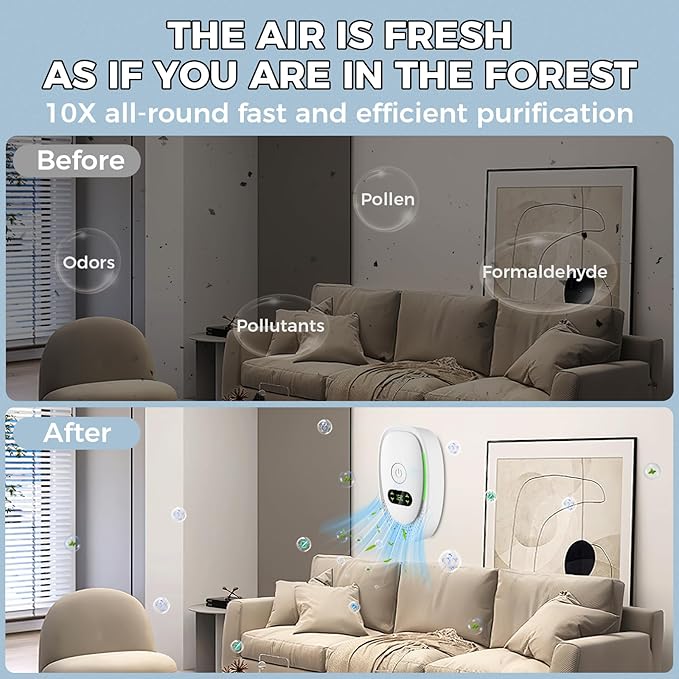 Air Ionizers for Home, Negative Ion Air Purifier - Ultra Quiet Plug In Air Freshener for Bedroom Office Kitchen Basement - Portable Mini Air Cleaner (Pearl, 4 PCS)