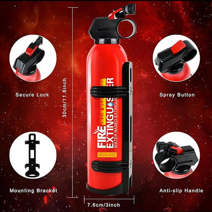4 Pack Fire Extinguisher for Home with Mount - Upgraded 8-in-1 Portable Fire Extinguisher for Car Vehicle Boat House Kitchen, Water-Based Fire Extinguisher for A, B, C, K Fires