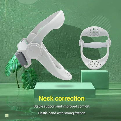 360°Adjustable Neck Brace - Cervical Collar with Neck Stretcher | Neck Orthotics for Forward Head Posture Correction and Cervical Spine Support and Alleviating Pressure (White)
