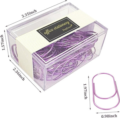 Purple Large Paper Clips, 50pcs of Durable and Rustproof Coated Planner Jumbo Paperclips Great for Office Supplies Wedding Invitation Card Bookmarks
