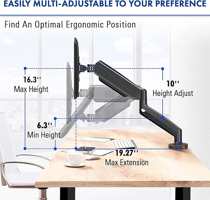 Spring LCD Monitor Arm with USB and Multimedia Ports