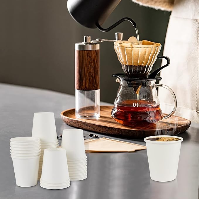 Yes!Fresh Disposable Paper Hot Coffee Cups for Office,Parties,Home,Travel,without Lids (White 8 oz 50 count)