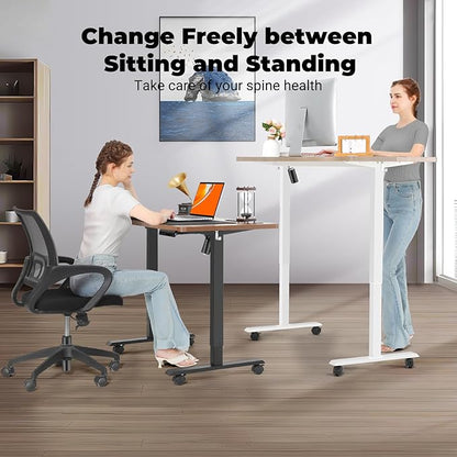 Electric Standing Desk 70 x 27 Inches Adjustable Height Sit Stand Up Desk for Home Office Computer Workstation Memory Preset with Wheels,Rustic Oak