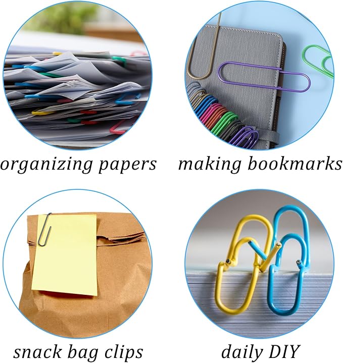 96 Pcs 4 Inch Large Paper Clips Jumbo Paper Clips 100 mm Metal Multicolored Giant PaperClips Bright Coated Extra Large Mega Paperclips for Bookmark Office School Home Organizing Files Document Decor