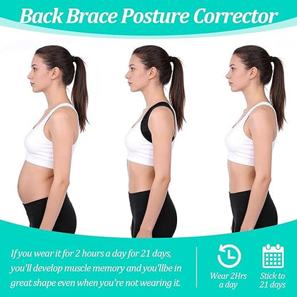 Posture Corrector Adjustable Comfortable Back Brace Lightweight Breathable Upper Straightener Support for Women Men Lower Back Shoulder Clavicle Neck Hunchback Pain Relief