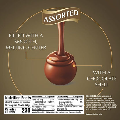 Lindt LINDOR Assorted Chocolate Candy Truffles, Chocolate with Smooth, Melting Truffle Center, 15.2 oz. Bag