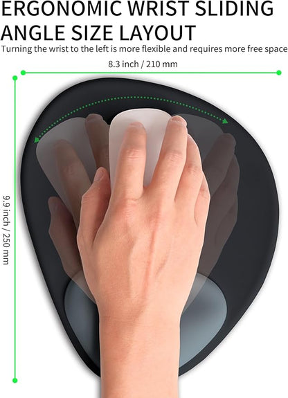 Palm-Rest and Wrist-Hugging Mouse Pad Wrist Rest, Ergonomic Wrist Support with Curve Fitting Cushioned Memory Foam for Carpal Tunnel Pain Relief, 9.9 x 8.3 Inch, Slate Gray