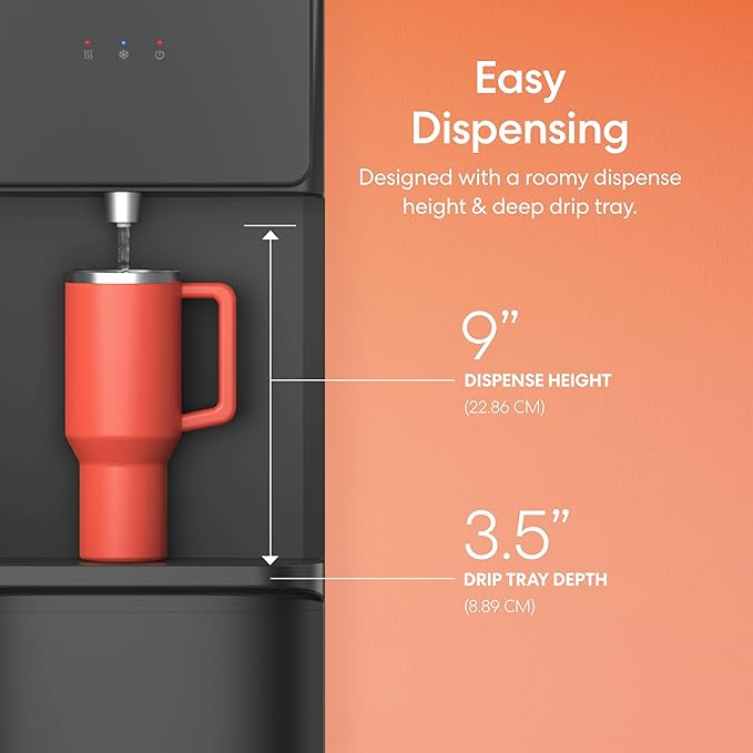 Brio CLTL130 130 Series Top-Load Water Cooler Dispenser for 3- and 5-Gallon Bottles, Hot & Cold, Spill-Free Loading, Child Safety Lock, Energy Star 3.0, Black