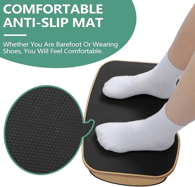 Wood Foot Stools for Under Office Desk,Ergonomic Rocking Footrest with All-Non-Slip Mat,Foot Rest for Under Desk at Work,Feet Support Leg Under Stools Footrest for Home Office Gaming