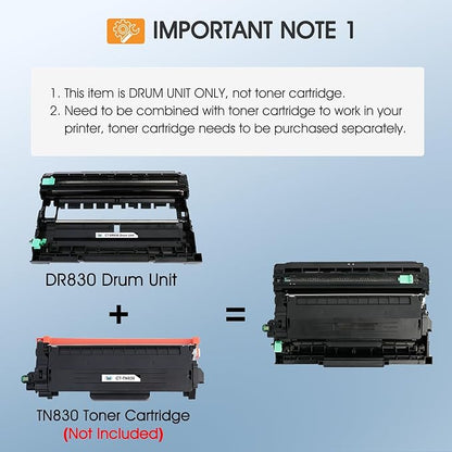 DR-830 DR830 Drum Unit Black 2 Pack Compatible Replacement for Brother DR830 DR 830 DR-830 for HL-L2400D L2405W L2460DW L2460DWXL L2865DW L2480DW DCP-L2640DW MFC-L2807DW L2820DW L2820DWXL Printer Ink