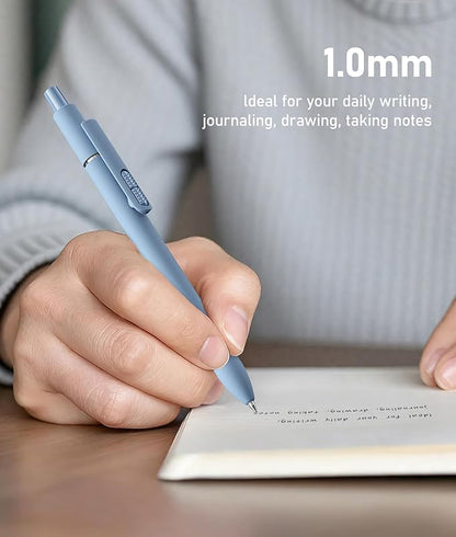 8 Pcs Black Ballpoint Pens - 1mm Medium Point Black Ink Pens | Smooth Writing Ball Point Pen for Men Women (Morandi-8P)