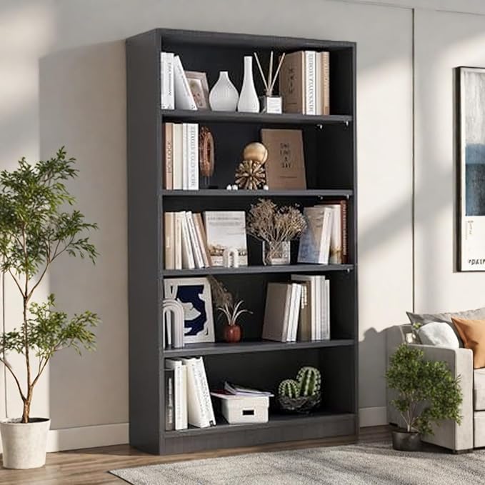 Bookshelf, Shelf Bookcase Open Modern Bookshelf, Bookcase with Freestanding Display Storage, Wooden Book Shelf for Bedroom, Living Room, Dinning Room, Office, 60 Inch