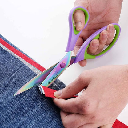 Scissors All Purpose, Sharp Titanium Blades Shears, Rubber Soft Grip Handle, Multipurpose scissors 3 pack, Great for Office, Fabric, Craft, Sewing, Arts, School and Home Supplies, Green