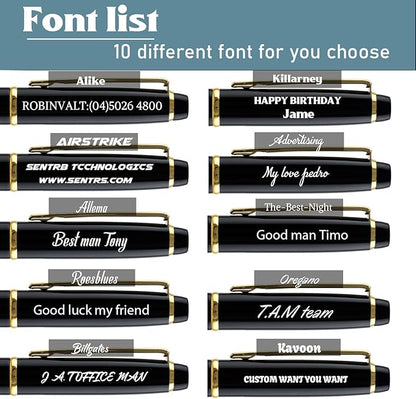 Ancolo Personalized Promotion Pens - Advertising Buesiness Gift Office Writing Set- Engraved with Your Message Name Company Team Name, Phone Number Perfect for Business Men 5 Pens/BOX