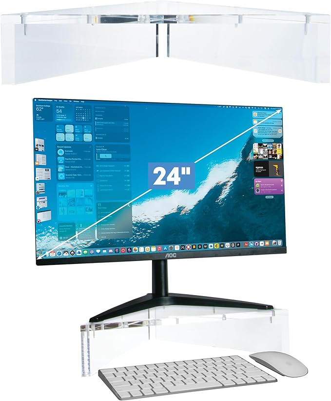 DuraClear Acrylic Corner Monitor Stand for Desk Corners - 3.5" Elevation, Triangle Stand with Triangular Base
