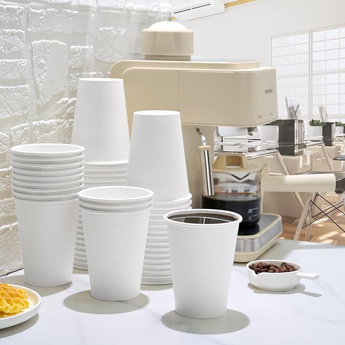 LITOPAK 1000 pack Paper Cup 12 oz, Bulk White Paper Cups, Disposable Hot Paper Coffee Cups for Offices, Schools, Shops, Restaurants