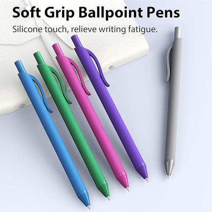 Ballpoint Pens Bulk - 207 Pcs Black Ink Pens | 1.0 Medium Point Smooth Writing, Wholesale Retractable No Bleed Ball Point Pen for Men Women (Color Barrel)