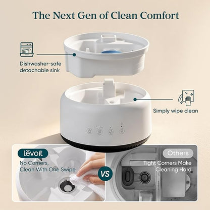 LEVOIT Humidifiers for Bedroom, 4.2L Top Fill for Large Room with 42H Runtime, Dishwasher Safe Design Easy to Clean, 21dB Quiet Cool Mist for Baby, Plants, Night Light, Essential Oil Diffuser, White