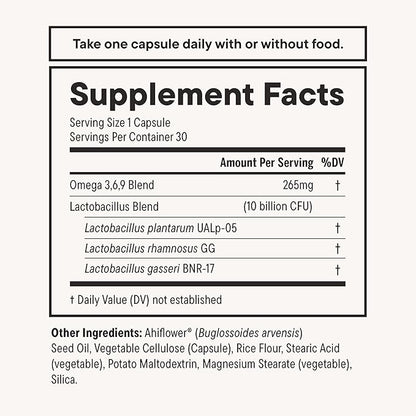 Daily Nouri Weight Support Probiotic for Women & Men | Supports Healthy Weight Management, Metabolism, Digestion & Gut Health | 3 Clinically Studied Strains + Vegan Omega Oil | 30-Day Supply