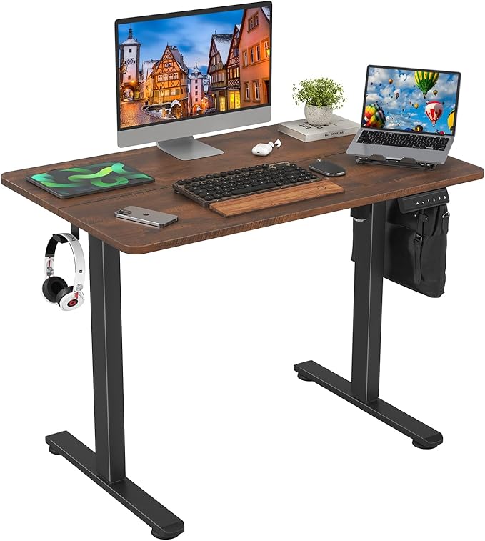 STARY Electric Standing Desk Adjustable Height Sit Stand Home Office Desk with Splice Board