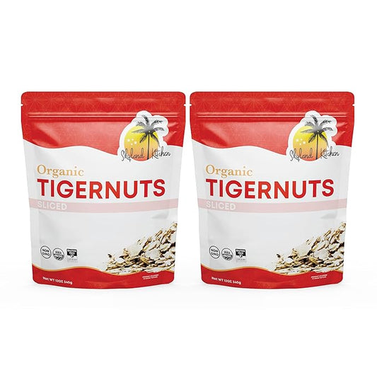 Skyland Kitchen Organic Sliced Tigernuts, Nut-Free, Raw Snack, Gluten-Free, Vegan, Paleo Friendly, High Fiber, Non-GMO 2 x 12oz (Pack of 2)