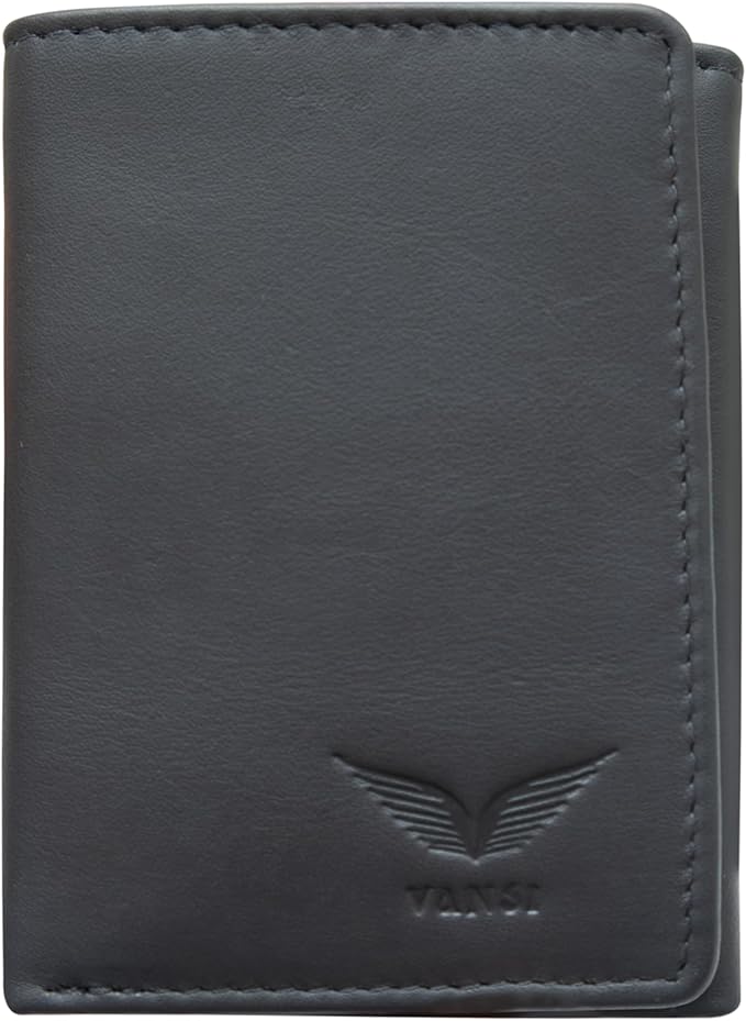 VANSI Genuine Leather Modern TriFold Design Wallet and Card Holder for Men (GREY)