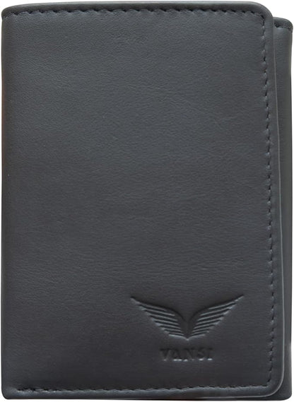 VANSI Genuine Leather Modern TriFold Design Wallet and Card Holder for Men (GREY)