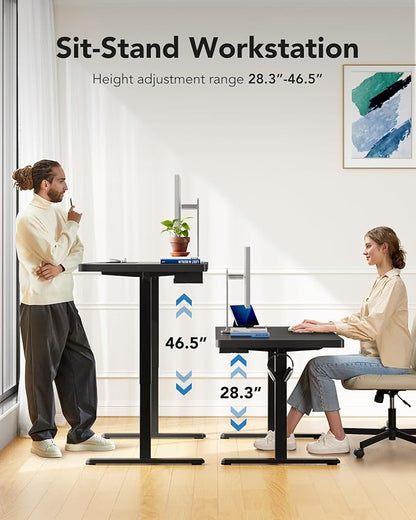HUANUO 83 x 30 inch Electric Standing Desk, Powerful Brushless Motor Large Height Adjustable Table, 4 Memory Preset Sit Stand Up Desk, Home Office Computer Table with Thick T-Shaped Frame, Black