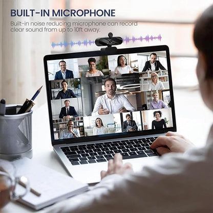 USB HD 1080P Video Webcam and Wide Angle Camera with Built-in Microphone and Rotatable Tripod,for Laptop Computer or Desktop PC,Great for Live Streaming.Calls.Video Conferencing(Grey)