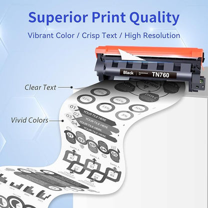 TN760 Toner 2 Pack Compatible with Brother Toner tn-730/tn-760 Replacement for tn760 Toner for Brother Printer MFC-L2710DW MFC-L2750DW DCP-L2550DW HL-L2370DW Printer,Toner tn-730/tn-760