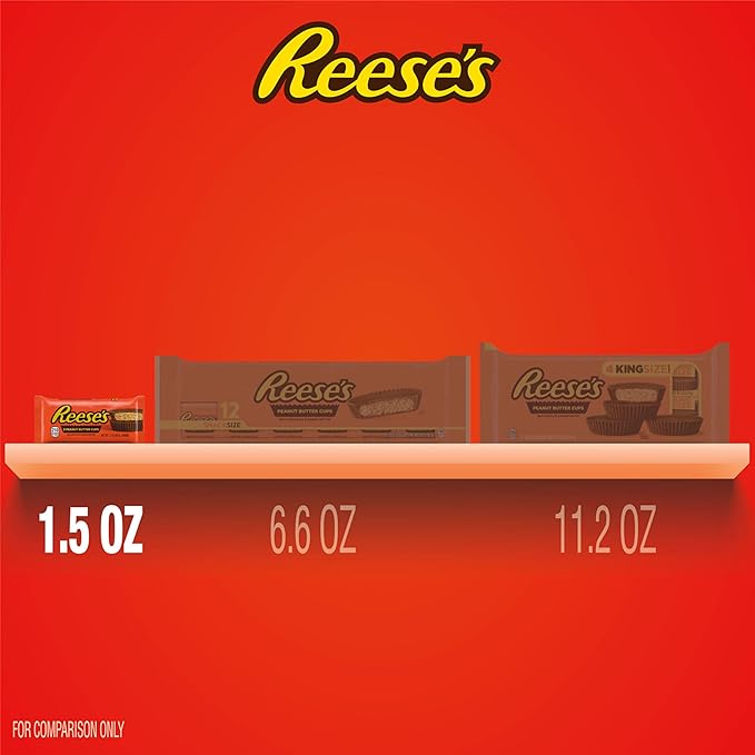 REESE'S Milk Chocolate Peanut Butter Cups, Candy Pack, 1.5 oz
