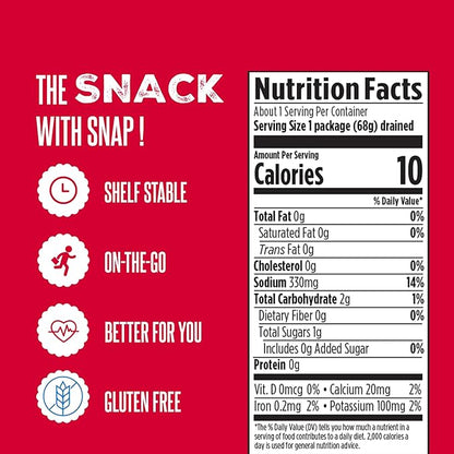 SuckerPunch Three Pepper Pickle Chips, Snack Pack, Gluten Free, Kosher, Sugar Free, Low Calorie, Low Carb, Ready to Eat, on the Go, Non GMO, Keto Friendly, Vegan, 3.4 Oz, Single Serve Pouch, 12 Pack