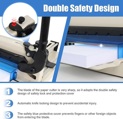 12 in Heavy-Duty Guillotine Paper Cutter, Paper Trimmer, Industrial-Grade Steel Blade, Dual Safety Lock Protective Cover, Cuts Cardstock, Posters Bulk Paper for Office, School Crafting”