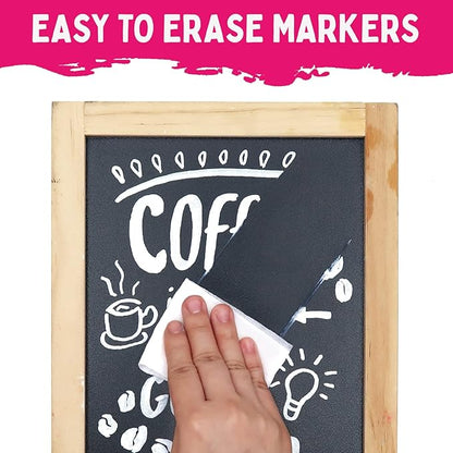 White Chalk Markers Fine Tip 4 Pack — 3mm Wet & Dry Erase Chalk Pens for Blackboards & Glass