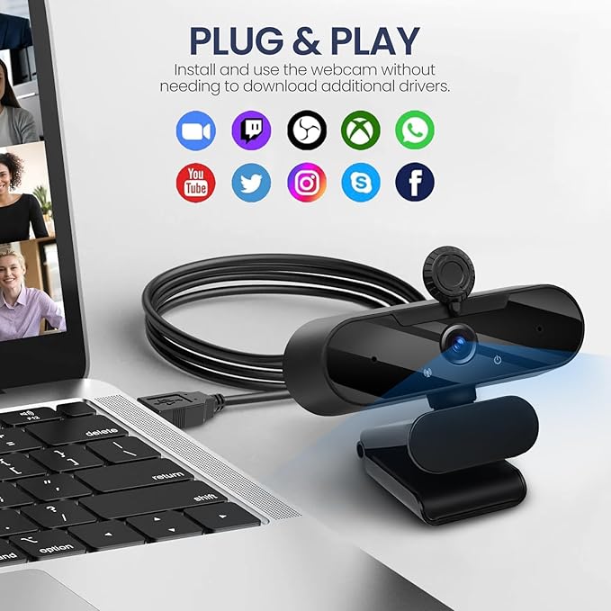 USB HD 1080P Video Webcam and Wide Angle Camera with Built-in Microphone and Rotatable Tripod,for Laptop Computer or Desktop PC,Great for Live Streaming.Calls.Video Conferencing(Grey)