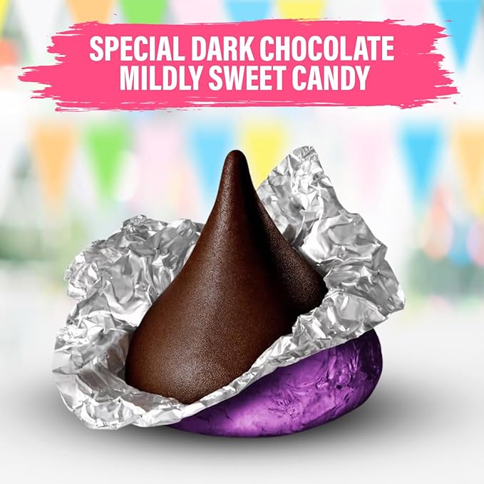Dark Chocolate Kisses Bulk – Approx. 500 Pieces – 5 LB Bag of Individually Wrapped Foil Wrapped Candy – Rich Special Dark Chocolate for Weddings, Candy Buffets, Holiday Treats & Office Sharing
