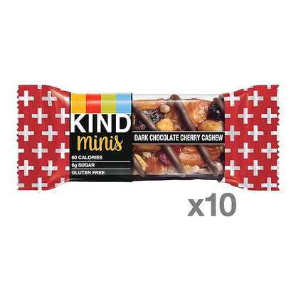 KIND Minis Healthy Snack Bar, Dark Chocolate Cherry Cashew, Low Glycemic Index, Gluten Free Bars, 0.7 OZ, (80 Count)