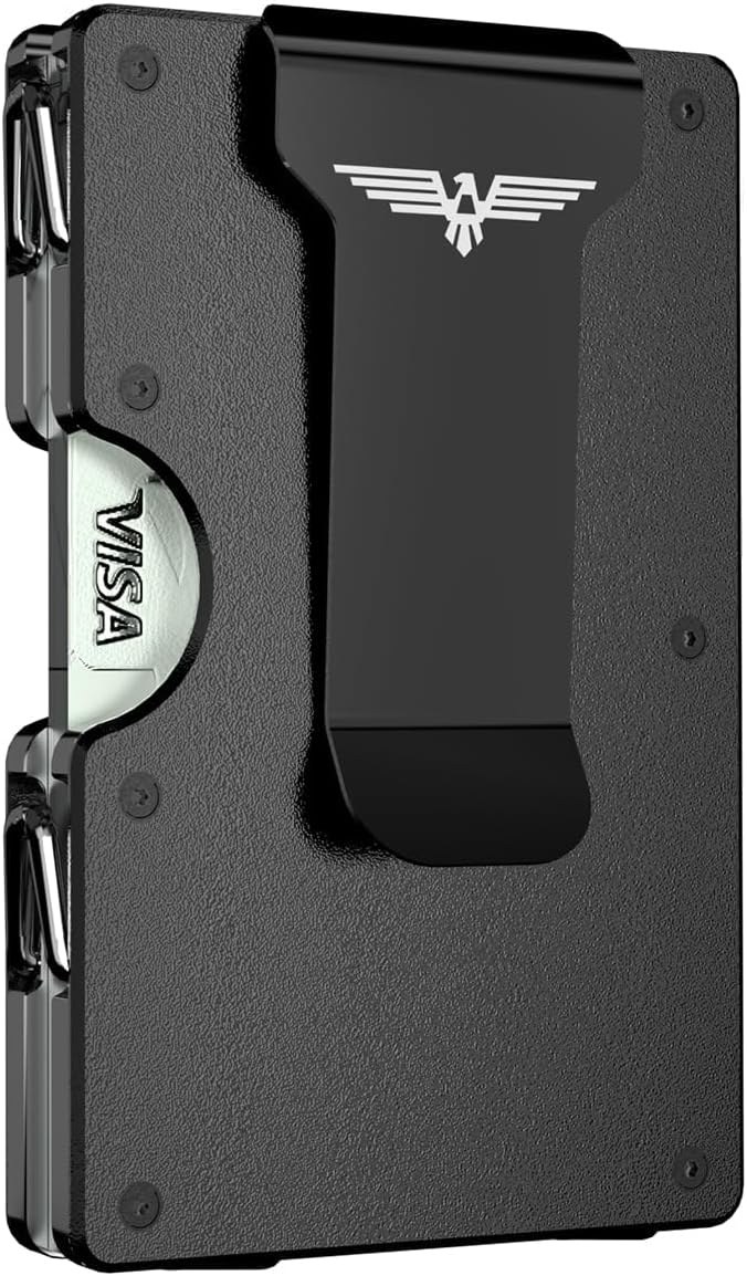Upgraded Hinged Minimalist Wallet for Men | Slim Metal RFID Blocking Wallet | Credit Card Holder & Money Clip Holds 20 Cards | Premium Scratch-Resistant Finish | Ideal Gift for Men