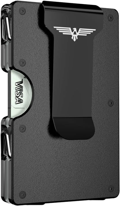Upgraded Hinged Minimalist Wallet for Men | Slim Metal RFID Blocking Wallet | Credit Card Holder & Money Clip Holds 20 Cards | Premium Scratch-Resistant Finish | Ideal Gift for Men