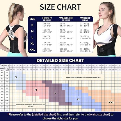 Posture Corrector for Women and Men,Adjustable Shoulder Straightener,Back Support Brace,Upper Spine scoliosis, hunchback Black Medium