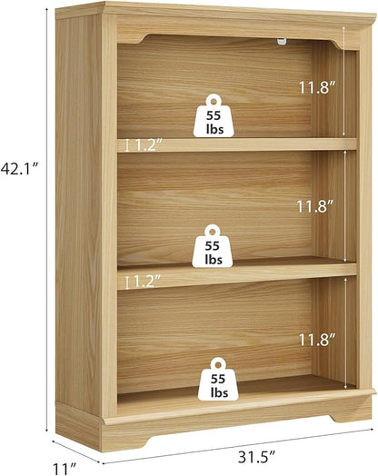 HIFYOBRO 3 Tier Bookshelf and Bookcase, 31.5" Wide Wooden Book Shelf, Freestanding Open Display Storage Bookshelves for Study Room, Home Office, Living Room