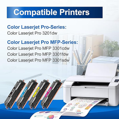 218A Toner Cartridges 4 Pack (with Chip) 3301fdw Replacement for HP 218A 218X Work for HP Color Laserjet Pro MFP 3301fdw 3201dw 3301sdw 3301cdw Printer High Yield Ink W2180A W2180X (4 Pack, B/C/Y/M)