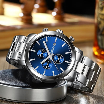 CRRJU Mens Stylish Casual Quartz Watches for Men Luxury Waterproof Calendar Chronograph Japan Movement Wristwatches