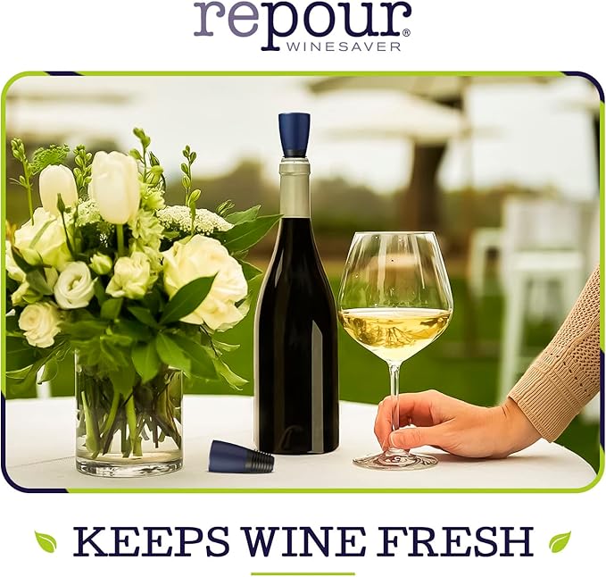 Repour Wine Saver and Stopper - Removes Oxygen, Preserving and Keeping Wine As Fresh As The Day The Bottle Was Opened (10-Pack)