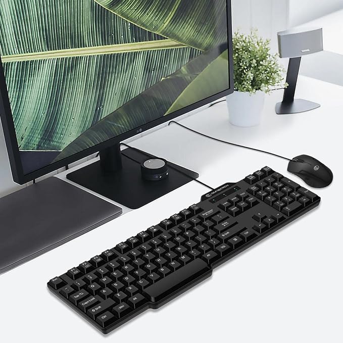 Wired Keyboard and Mouse Combo, Gofreetech Full-Size Keyboard and Mouse Combo with Optical Wired Mouse, USB Plug-and-Play, Compatible with Windows Mac OS Laptop/Desktop/PC