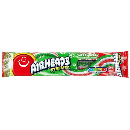 Airheads Xtremes, Sweetly Sour Holiday Merry Berry Flavored Candy Belts, 2oz (Pack of 18)