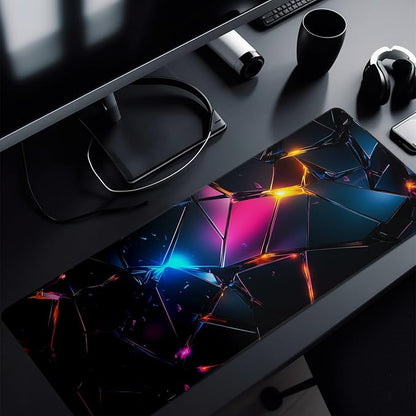Stylish Geometric Mouse Pad Abstract Black Mouse Pad 31.5x11.8 Inch Geometric Texture Non-Slip Rubber Base Large Mousepad Stitched Edges Keyboard Mouse Mat Desk Pad for Office and Home
