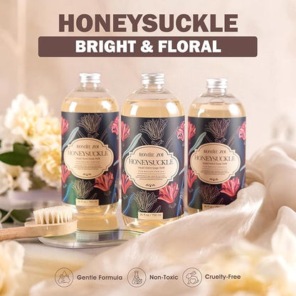 ROMIIE ZOI Liquid Hand Soap Refill Gift Set – Honeysuckle Scent, 3 Pack (26 Fl Oz Each), Cruelty-Free, Biodegradable & Gentle Formula for Sensitive Skin, Kitchen, Bathroom & Dispenser